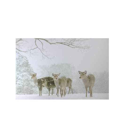 Winter Woods Deer Fiber Optic Lighted Canvas Wall Art By Northlight in White | 12" x 12" | Michaels®